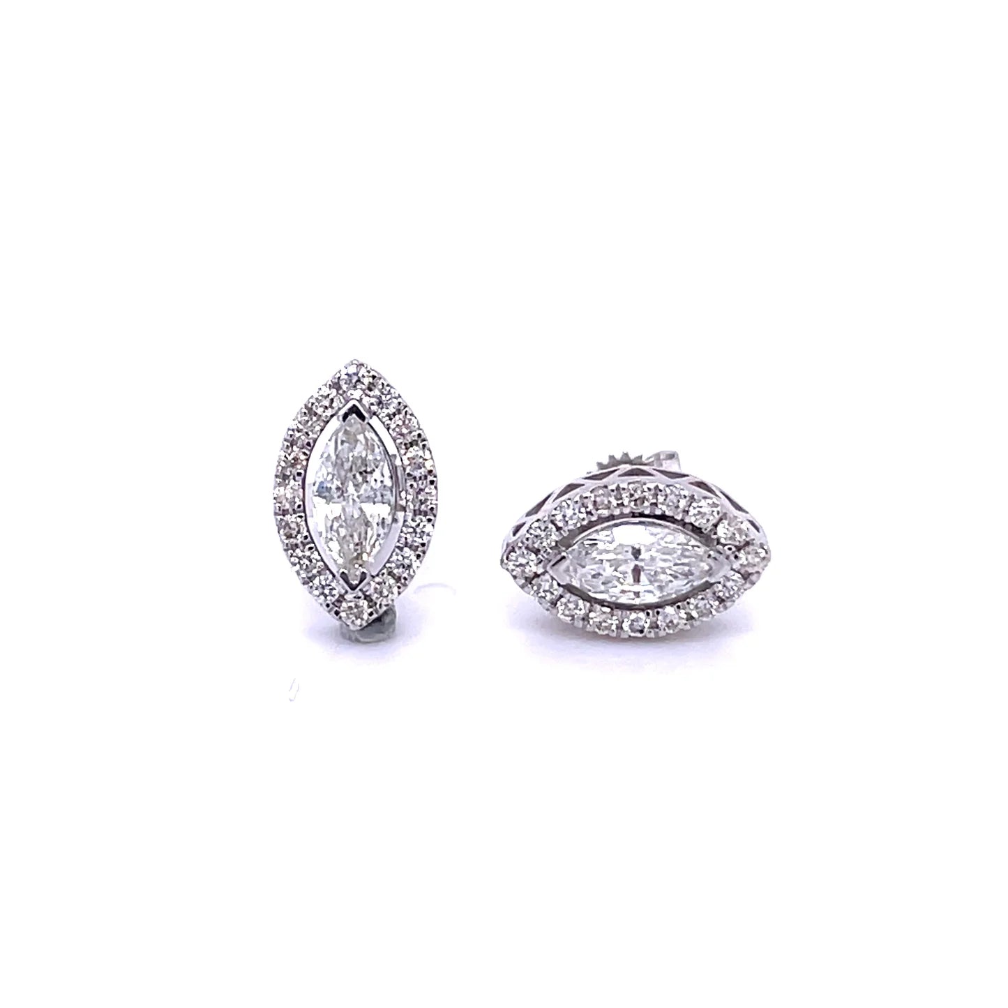 14kt White Gold Marquise Diamond Earing