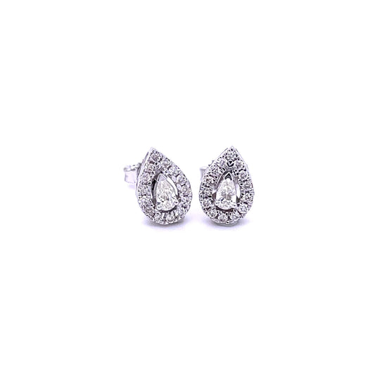 14kt White Gold Pear Marquise Diamond Earing