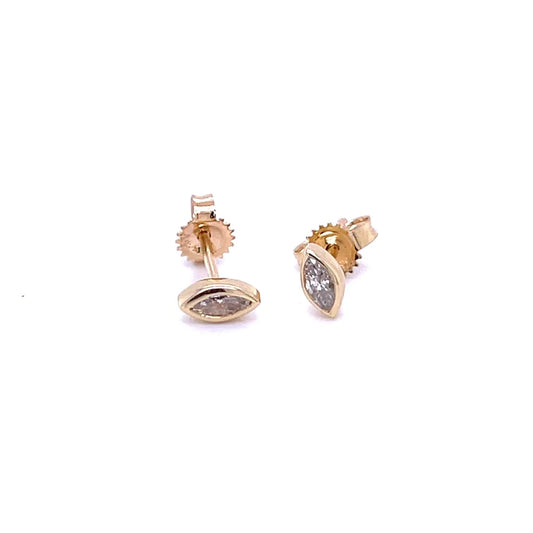 14kt Yellow Gold Marquise Diamond Earing