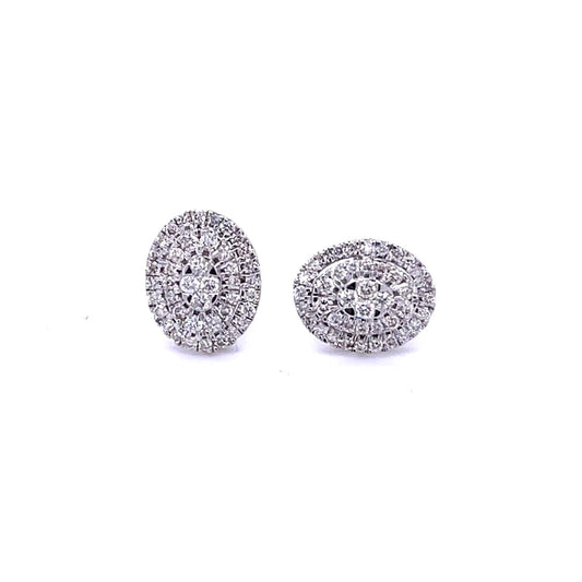 14kt White Gold Oval Diamond Earing