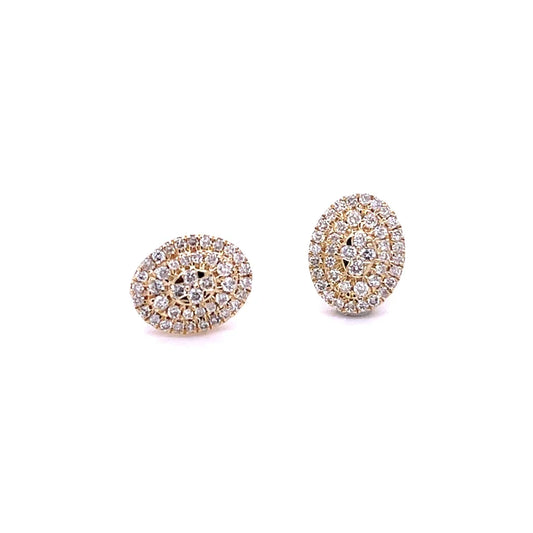 14kt Yellow Gold Oval Diamond Earing