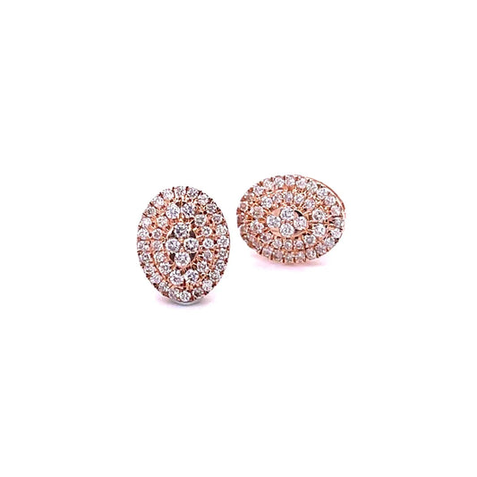 14kt Rose Gold Oval Diamond Earing