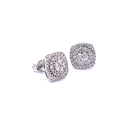 14kt White Gold Square Diamond Earing