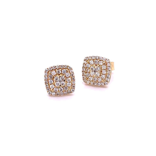 14kt Yellow Gold Square Diamond Earing