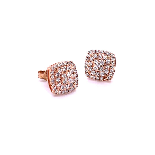 14kt Rose Gold Square Diamond Earing