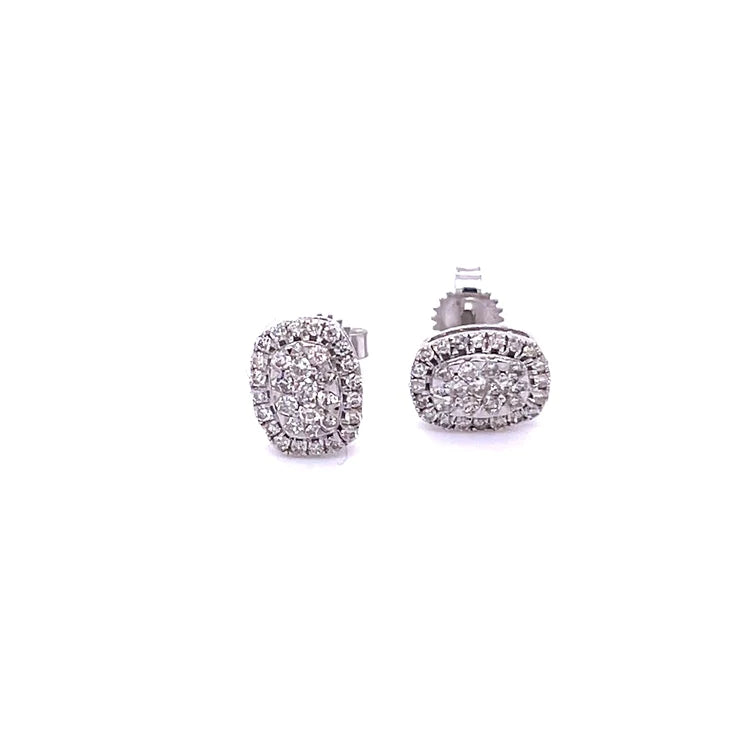 14kt White Gold Rectangle Diamond Earing