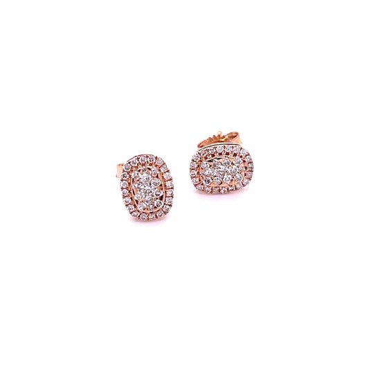 14kt Rose Gold Rectangle Diamond Earing