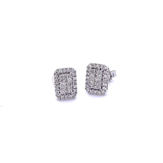 14kt White Gold Rectangle Diamond Earing