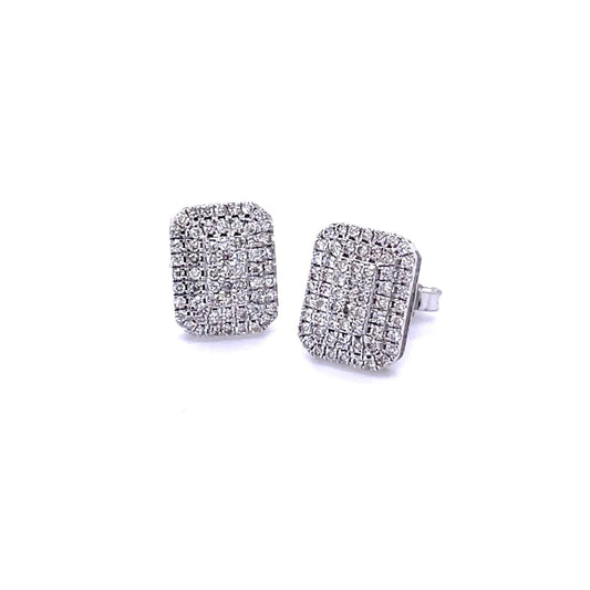 14kt White Gold Rectangle Diamond Earing