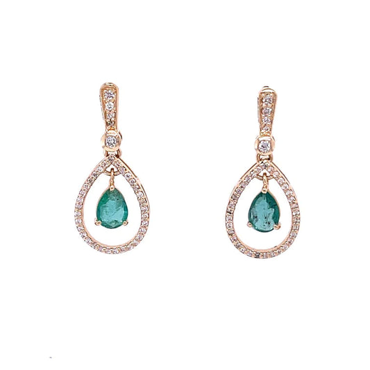 14kt Yellow Gold Emerald Pear Earring