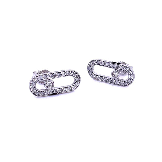 14kt White Gold Pin Diamond Earing