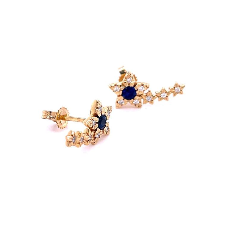 14kt Yellow Gold Diamond Star Earring