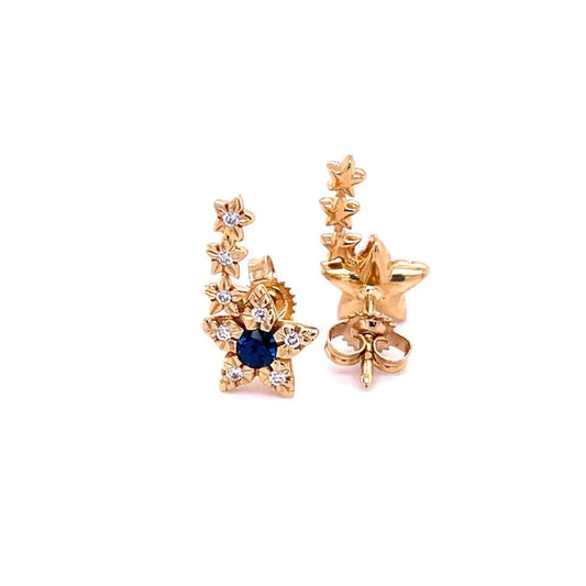 14kt Yellow Gold Diamond Star Earring