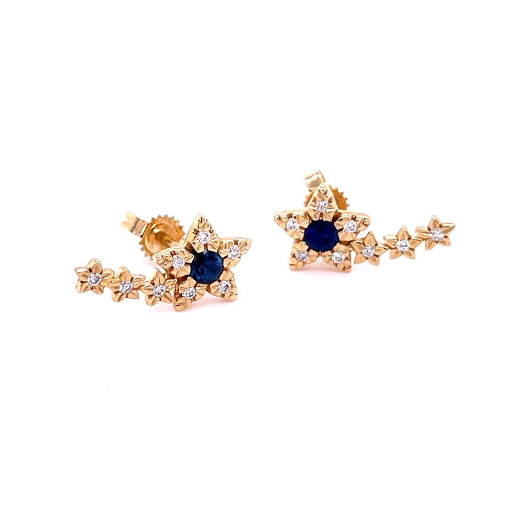 14kt Yellow Gold Diamond Star Earring