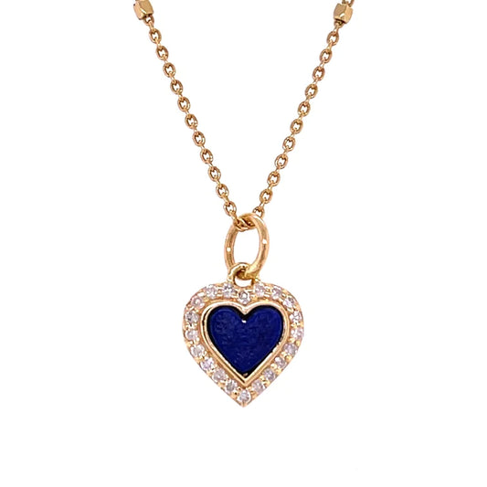 14kt Yellow Gold Lapis Heart Pendent With Diamonds