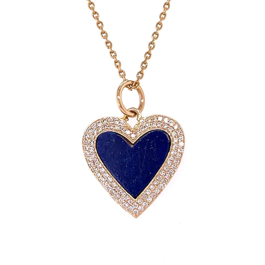 14kt Yellow Gold Lapis Heart Pendent With Diamonds