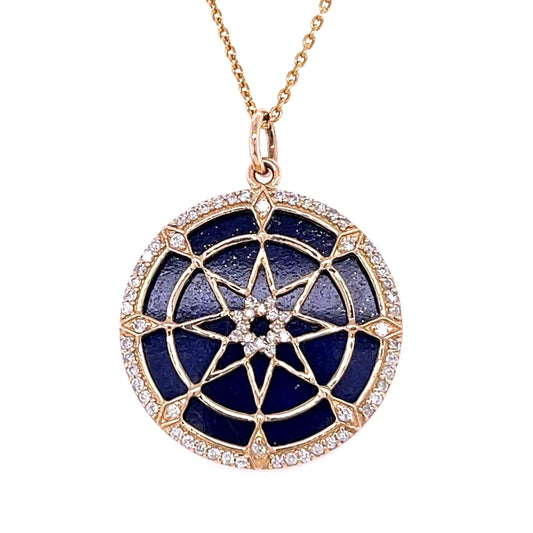 14kt Yellow Gold Lapis Star Pendent With Diamonds