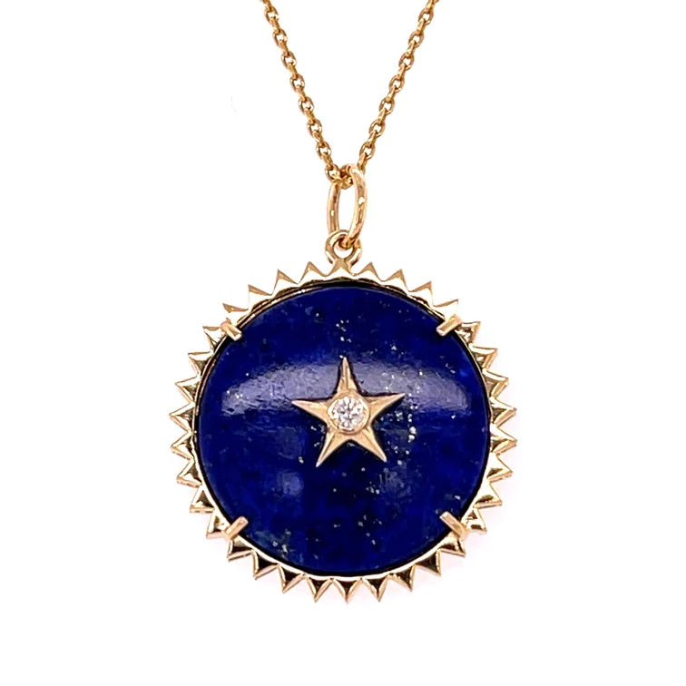 14kt Yellow Gold Lapis Star Pendent With Diamonds