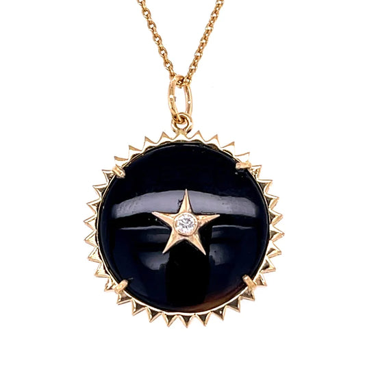 14kt Yellow Gold Black Onyx Star Pendent With Diamonds