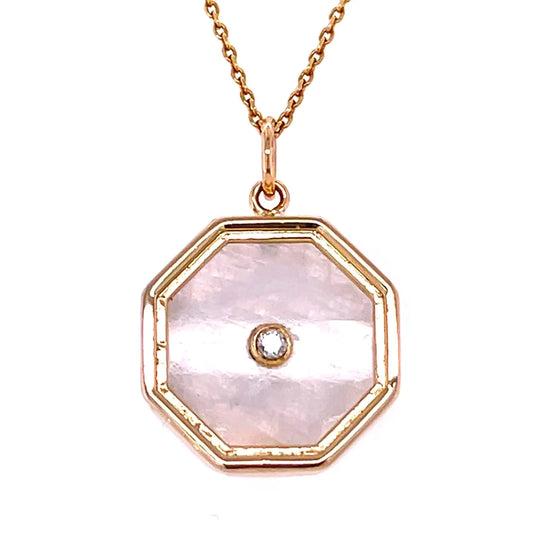 14kt Yellow Gold Rainbow Moonstone Pendent With Diamond