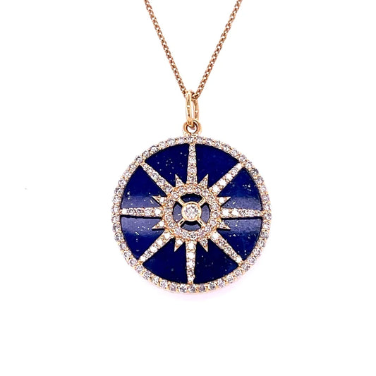 14kt Yellow Gold Lapis Pendent With Diamonds