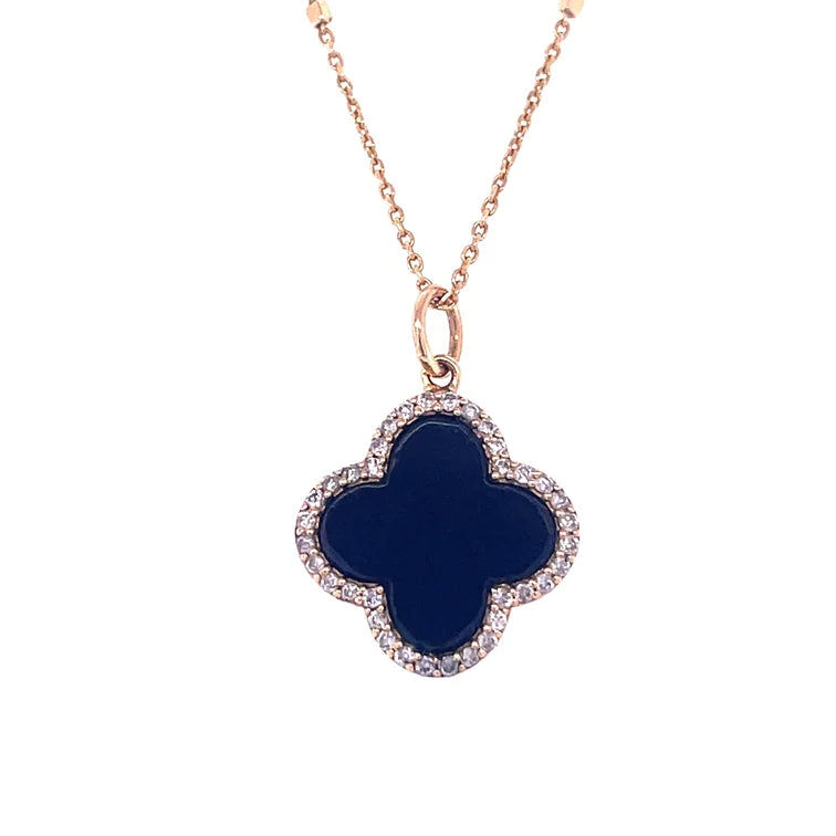 14kt Yellow Gold Black Onyx Pendent With Diamonds