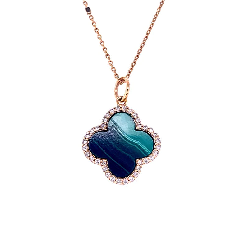 14kt Yellow Gold Malachite Pendent With Diamonds