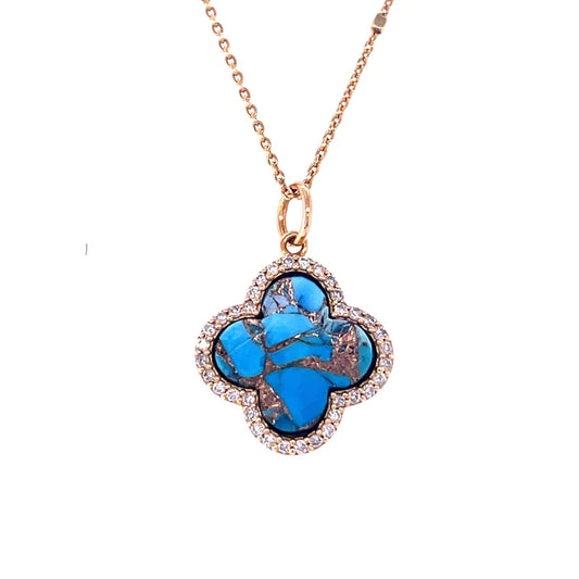 14kt Yellow Gold Mohave Turquoise Pendent With Diamonds