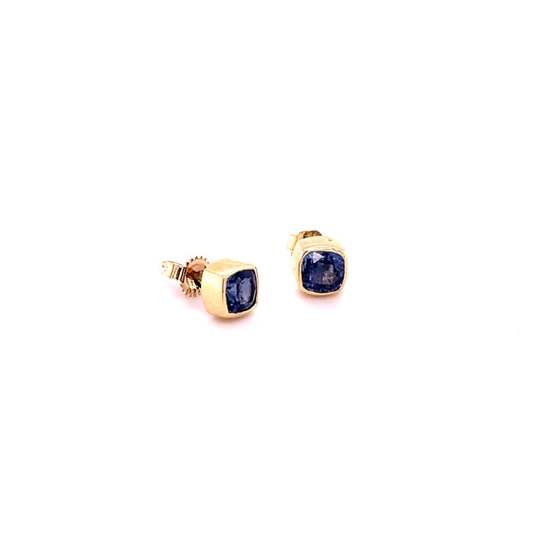14kt Yellow Gold Blue Sapphire Earing