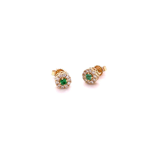 14kt Yellow Gold Emerald With Diamonds Earring