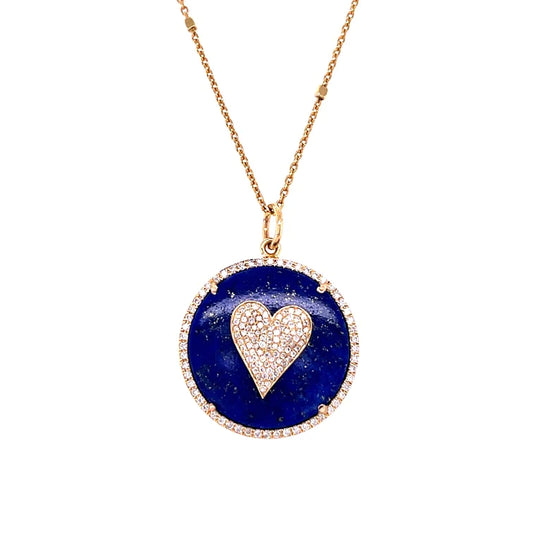 14kt Yellow Gold Lapis Heart Pendent With Diamonds