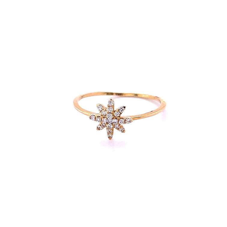 14kt Yellow Gold Star With Diamonds Ring