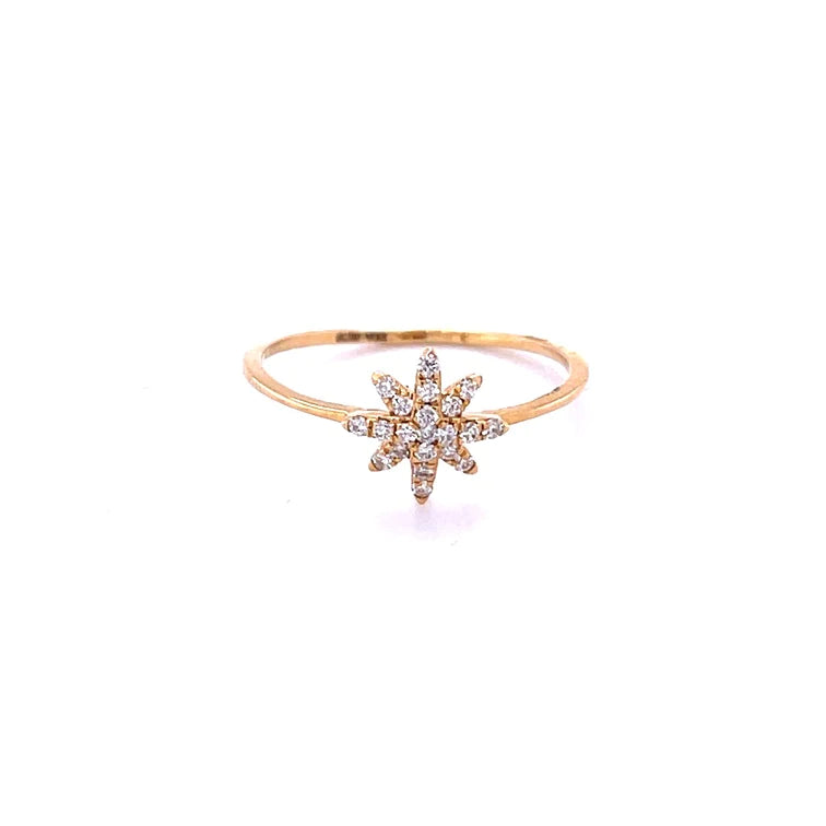 14kt Yellow Gold Star With Diamonds Ring