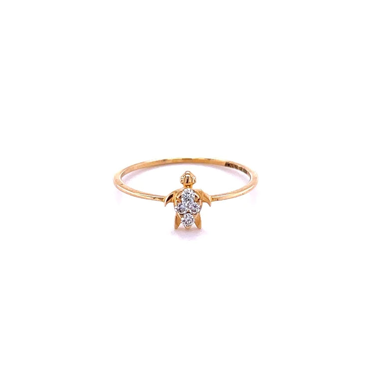 14kt Yellow Gold Turtle With Diamonds Ring