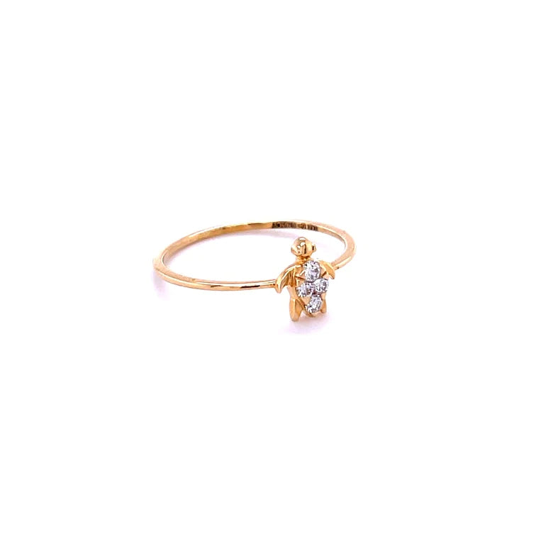 14kt Yellow Gold Turtle With Diamonds Ring