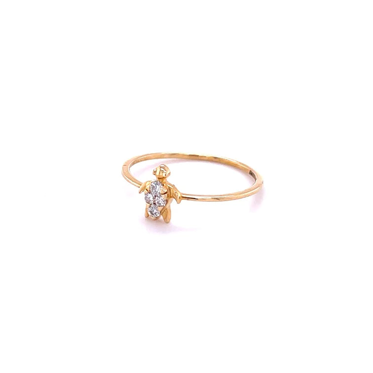 14kt Yellow Gold Turtle With Diamonds Ring