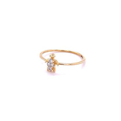 14kt Yellow Gold Turtle With Diamonds Ring