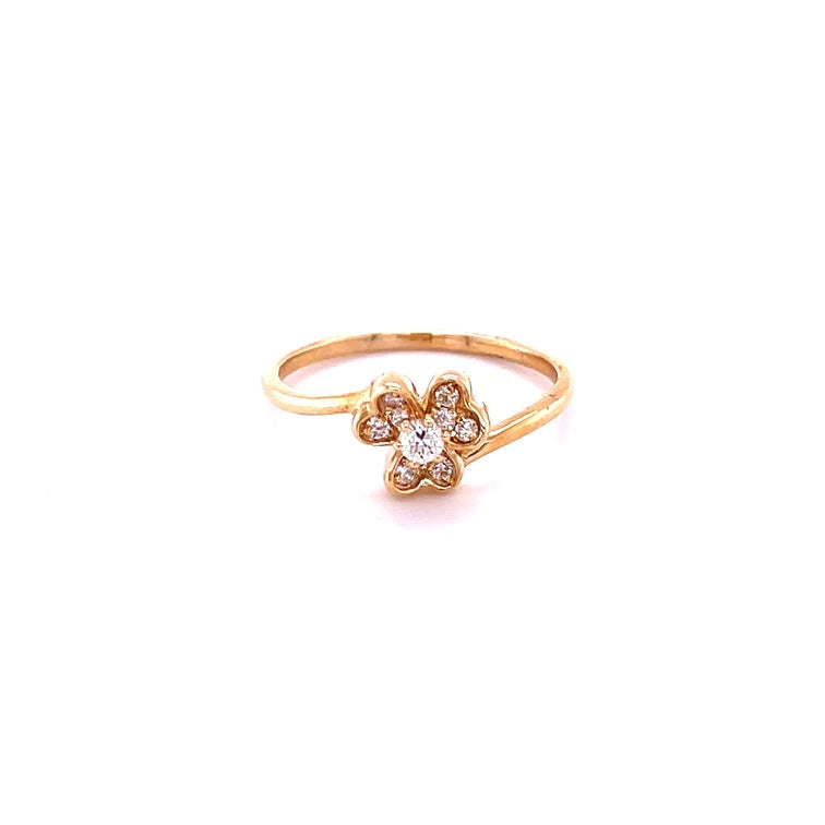 14kt Yellow Gold Flower With Diamonds Ring