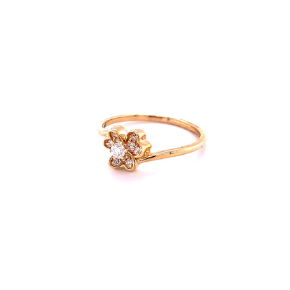 14kt Yellow Gold Flower With Diamonds Ring