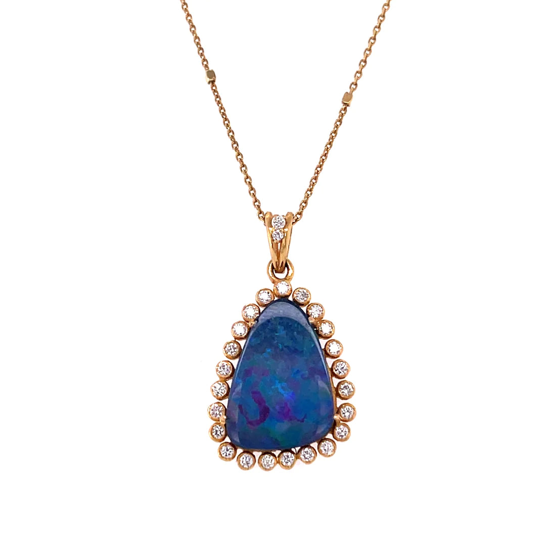 18kt Yellow Gold Opal Douplet With Diamonds Pendent