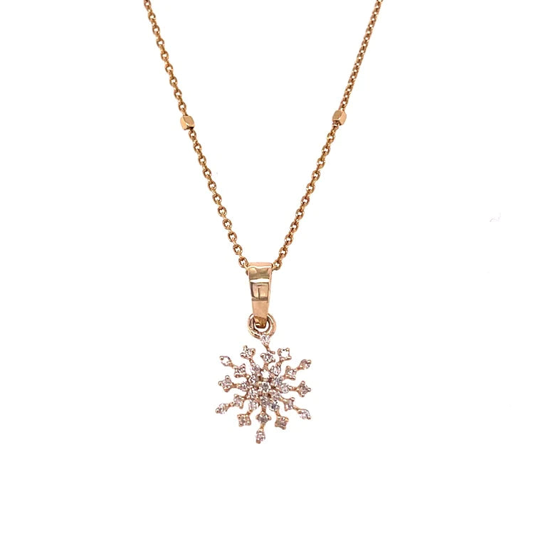 14kt Yellow Gold Snowflake With Diamonds Pendent