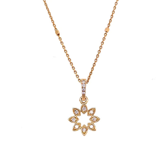 14kt Yellow Gold Flower With Diamonds Pendent