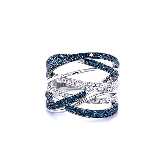 14kt White Gold With Blue Diamonds Ring