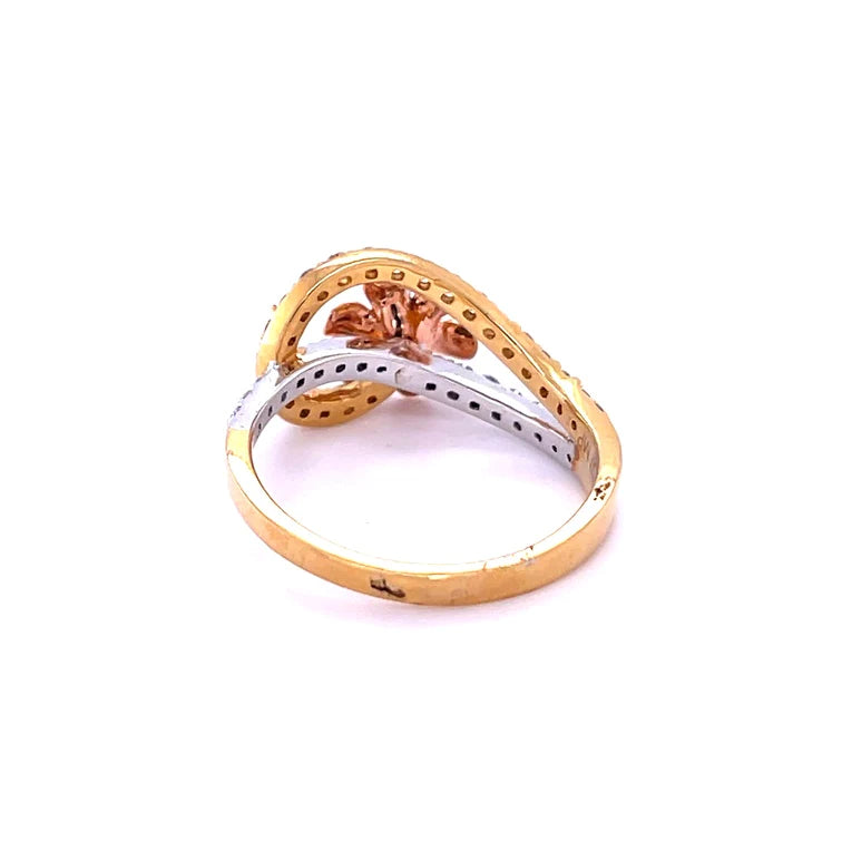 14kt Yellow/white Gold Two Tone Flower With Diamond Ring