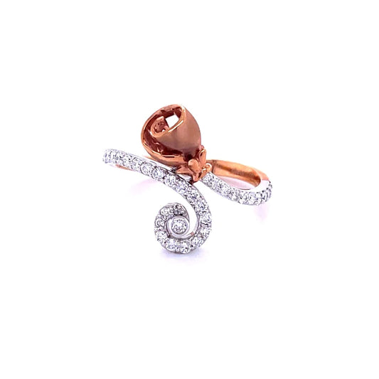 14kt Rose/white Gold Two Tone Rose With Diamonds Ring