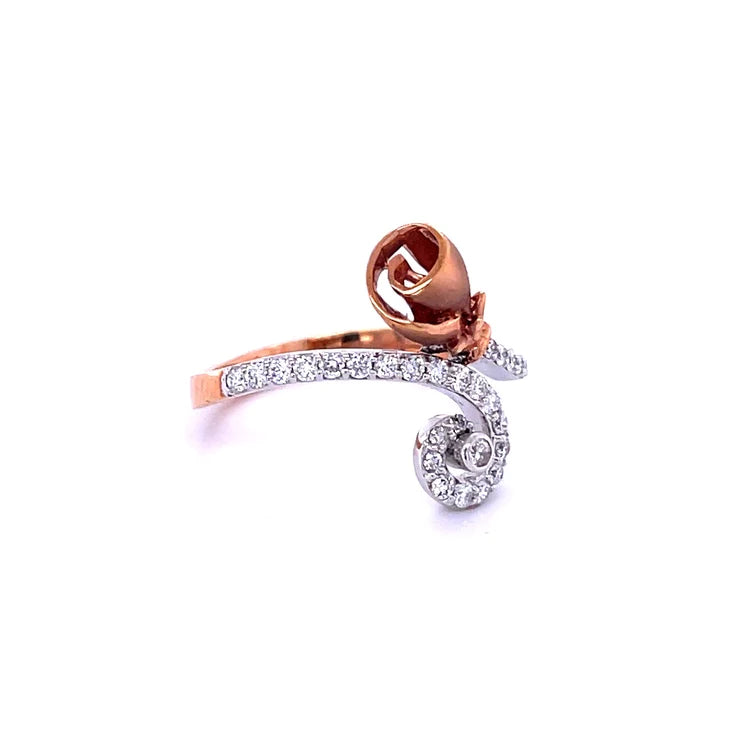 14kt Rose/white Gold Two Tone Rose With Diamonds Ring