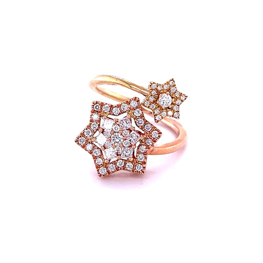 14kt Yellow/rose Gold Two Tone Star With Diamond Ring