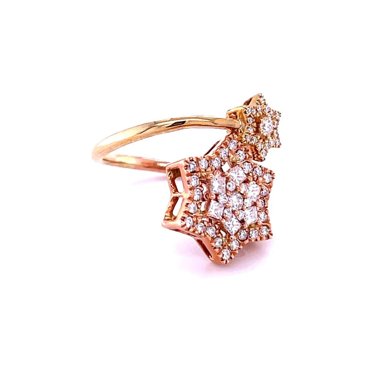 14kt Yellow/rose Gold Two Tone Star With Diamond Ring