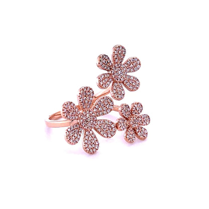 14kt Rose Gold Flower With Diamond Ring