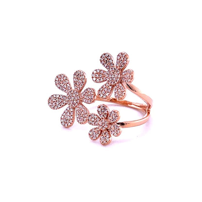 14kt Rose Gold Flower With Diamond Ring